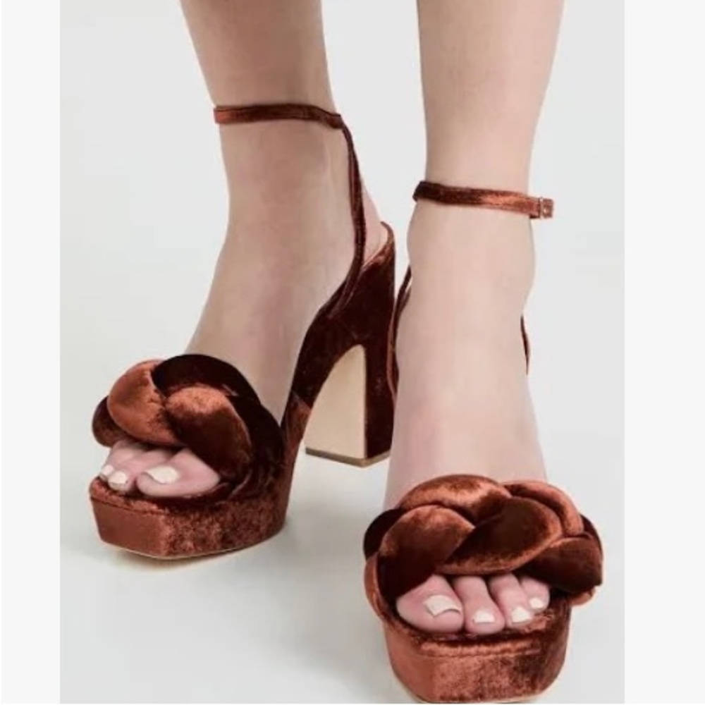 Loeffler Randall Fae Velvet Braided Platform Sandals in color Spice